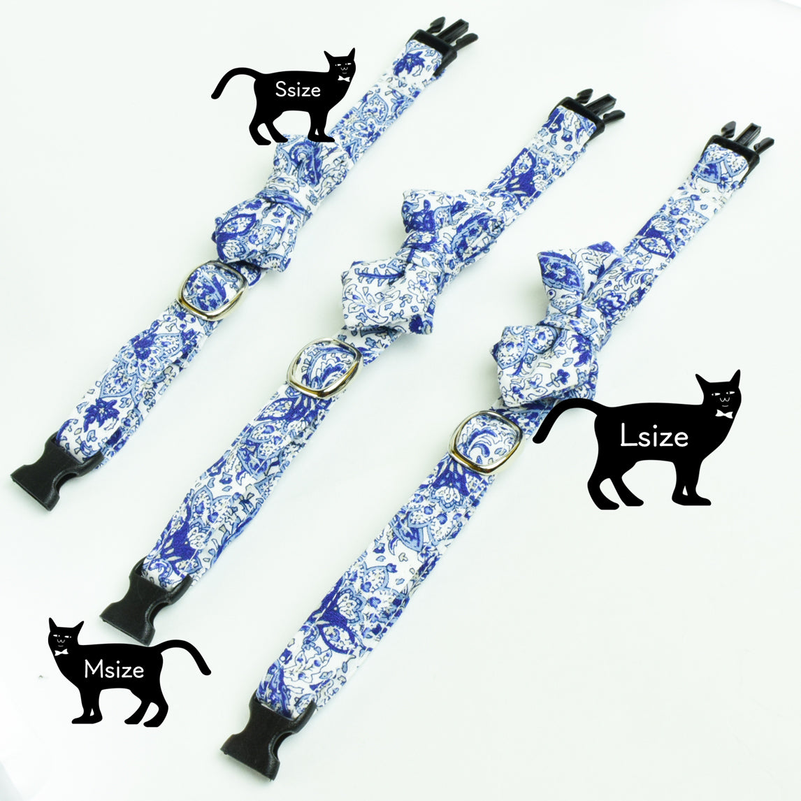 【SMLサイズ】ねこの首輪 ねこたい nekotie アールヌーボー/ブルー 暮らすぱいす