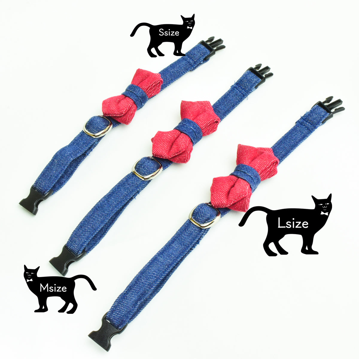 【SMLサイズ】ねこの首輪 ねこたい nekotie ツートンデニム 暮らすぱいす