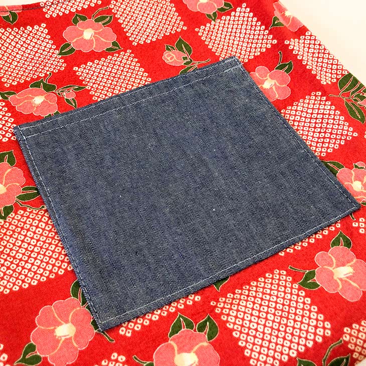 ミニポシェット 肩ひも結び調節 キッズ おつかい エコバッグ コンビニバッグ レジ袋 コットン 椿柄 【暮らすぱいす】