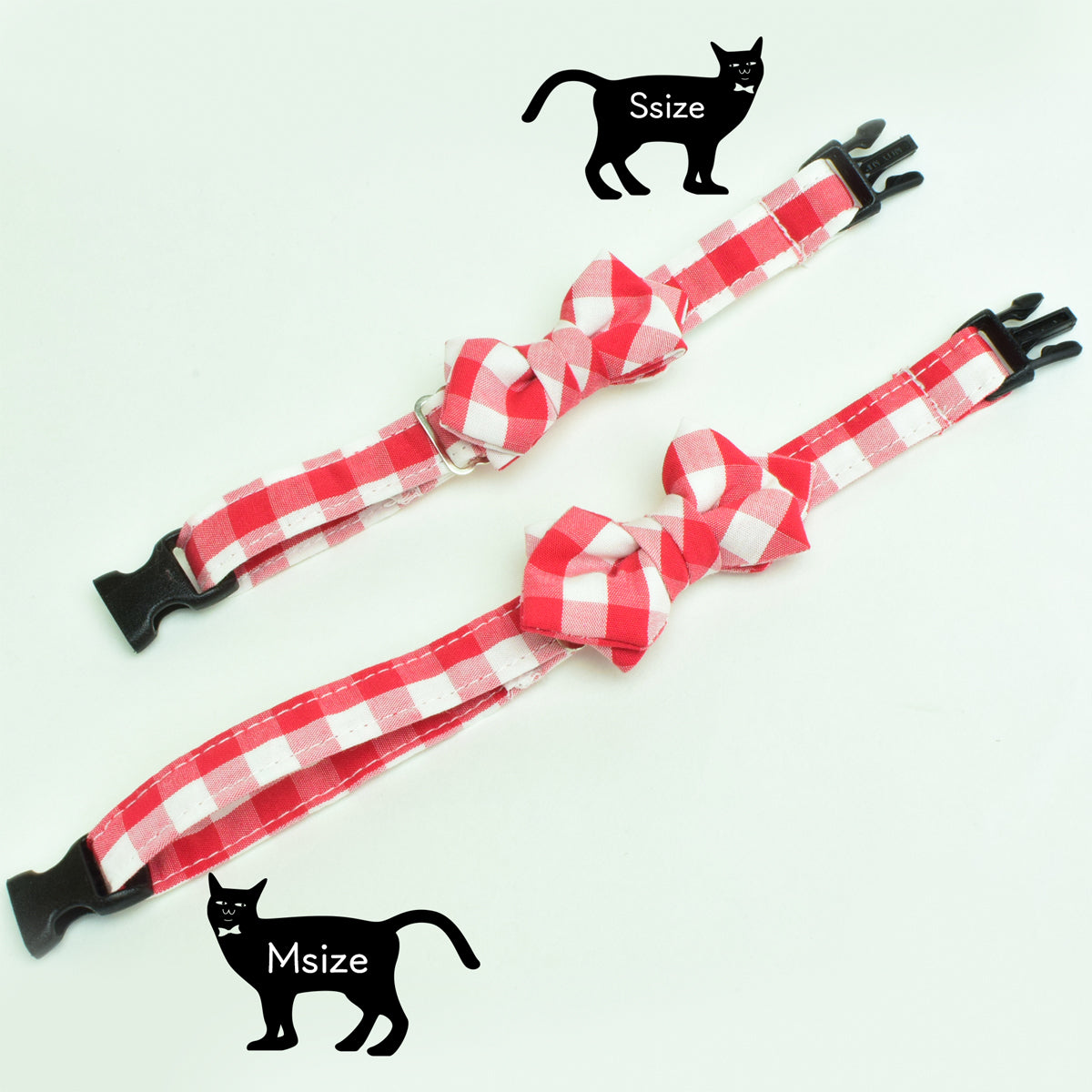 【SサイズMサイズ】ねこの首輪 ねこたい nekotie ギンガムチェック レッド 暮らすぱいす
