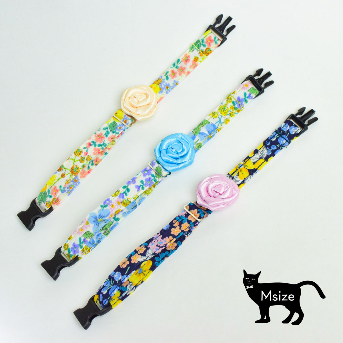 【SサイズMサイズ】ねこの首輪 ねこたい nekotie リバティフラワーローズモチーフタイ 3カラー 暮らすぱいす