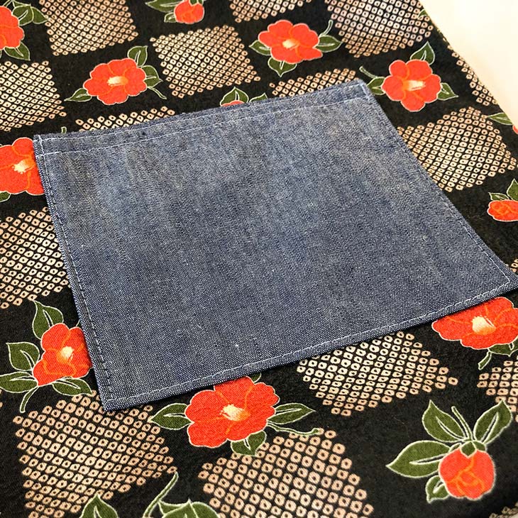 ミニポシェット 肩ひも結び調節 キッズ おつかい エコバッグ コンビニバッグ レジ袋 コットン 椿柄 【暮らすぱいす】