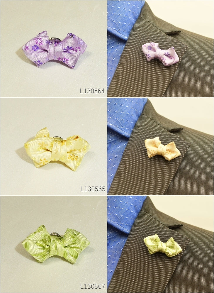 ラペルピン ピンズ 蝶ネクタイ型 草花柄シリーズ 【暮らすぱいす】