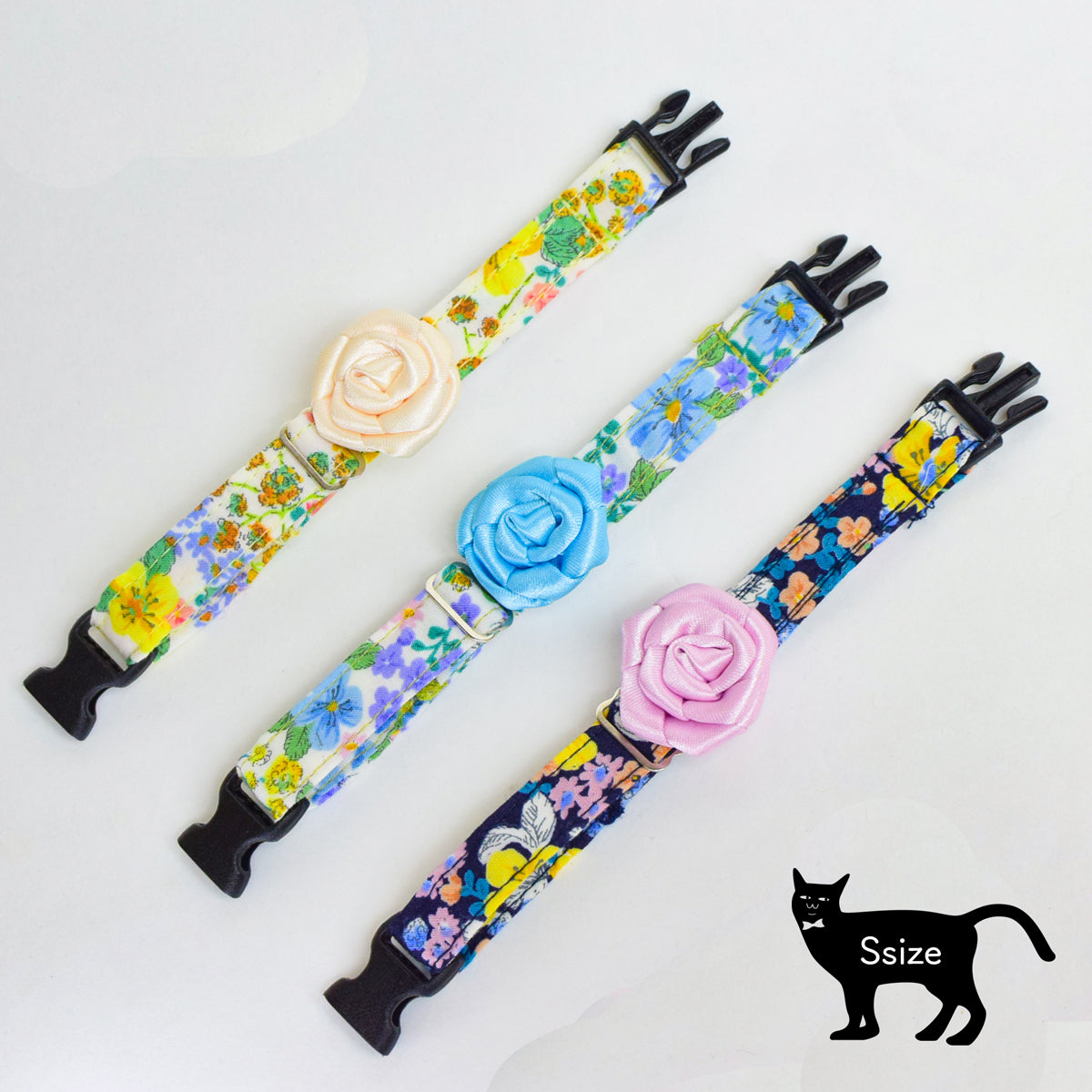【SサイズMサイズ】ねこの首輪 ねこたい nekotie リバティフラワーローズモチーフタイ 3カラー 暮らすぱいす