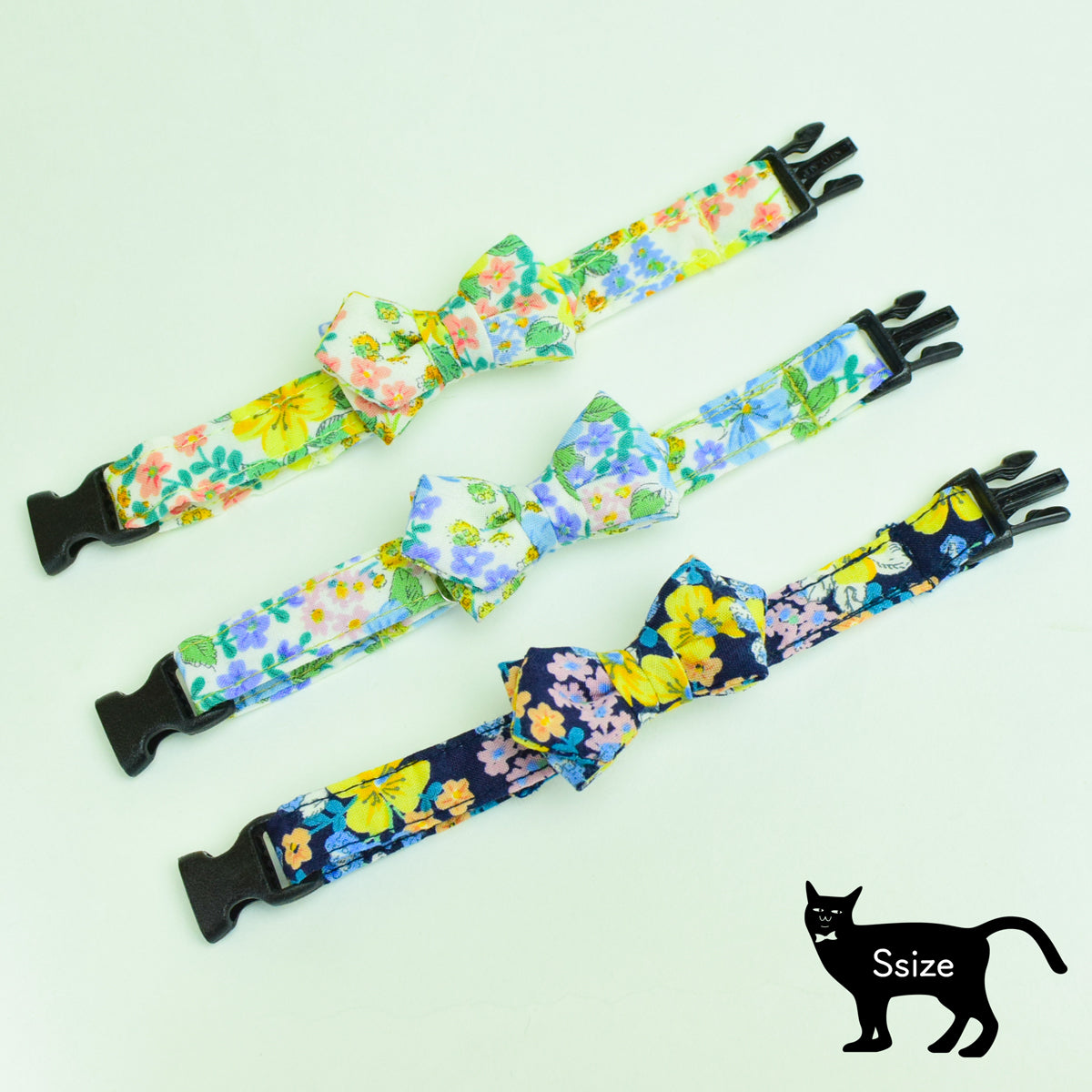 【SサイズMサイズ】ねこの首輪 ねこたい nekotie リバティフラワー蝶ネクタイ 3カラー 暮らすぱいす