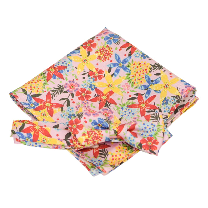蝶ネクタイ ポケットチーフセット オリジナル花柄 【暮らすぱいす】