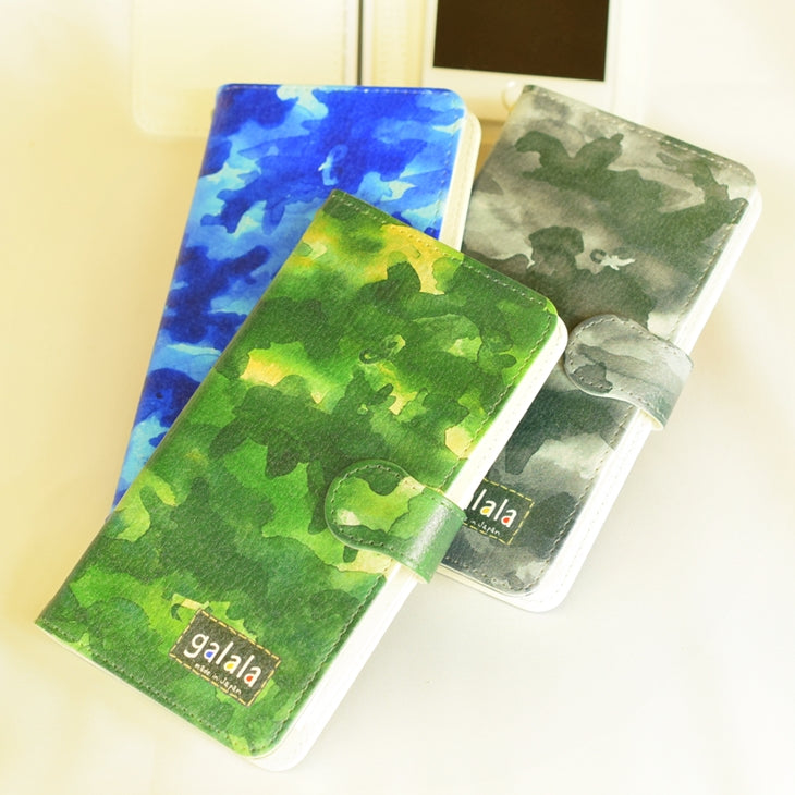 スマホケース 手帳型 S/M/Lサイズandroid iPhone対応 迷彩柄 【暮らすぱいす】