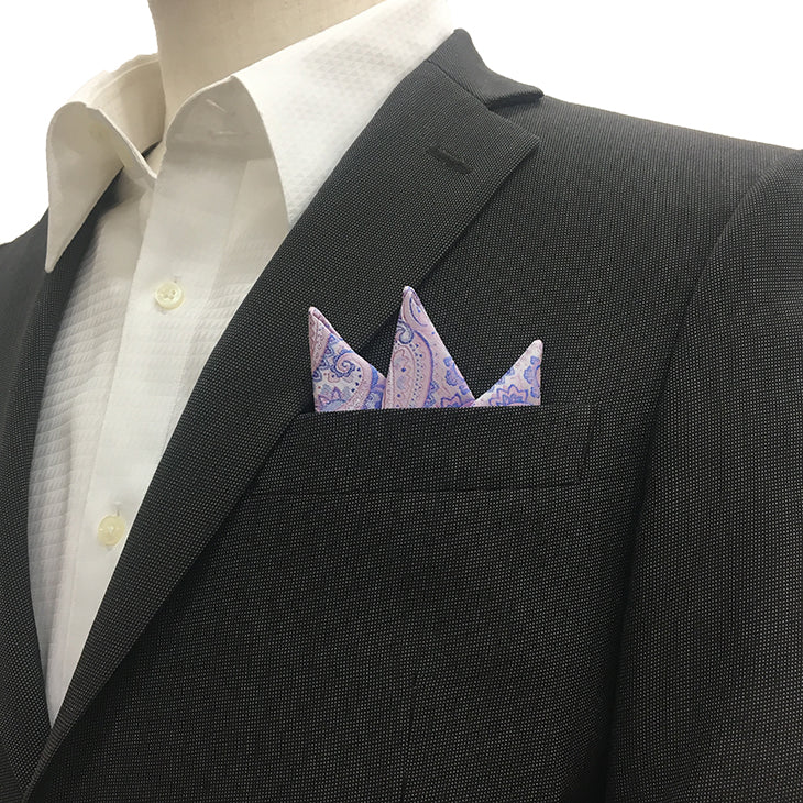簡易ポケットチーフ パスチーフ スリーピークス型 胸ポケットに差すだけでセット完了 ペイズリー柄 【暮らすぱいす】