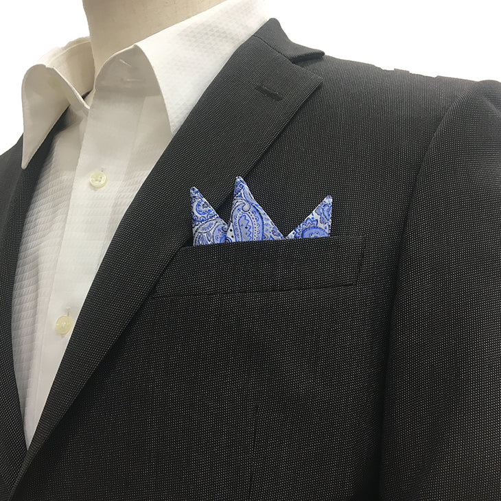 簡易ポケットチーフ パスチーフ スリーピークス型 胸ポケットに差すだけでセット完了 ペイズリー柄 【暮らすぱいす】