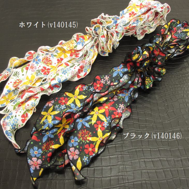 バロックタイ アスコット ストールタイ オリジナル花柄 ふわふわシュシュ付き【暮らすぱいす】
