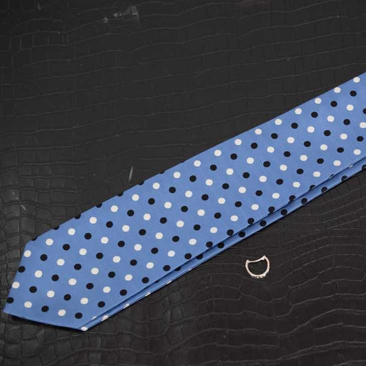 ストールリングタイ サックスブルー ツートンドット 【暮らすぱいす】