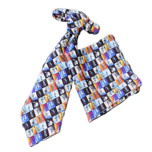 バロックタイ ポケットチーフ セット ユーロタイ アスコットタイ 軍用機ブロック柄 【暮らすぱいす】