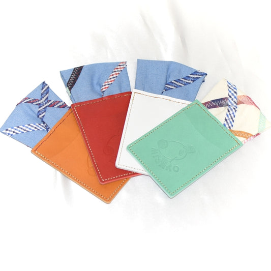 簡易ポケットチーフ パスチーフ 【コットン】 レザーカードケース一体型 　